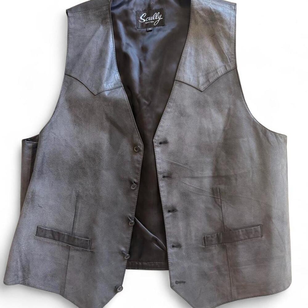 Boot Barn Scully black leather vest size Large
